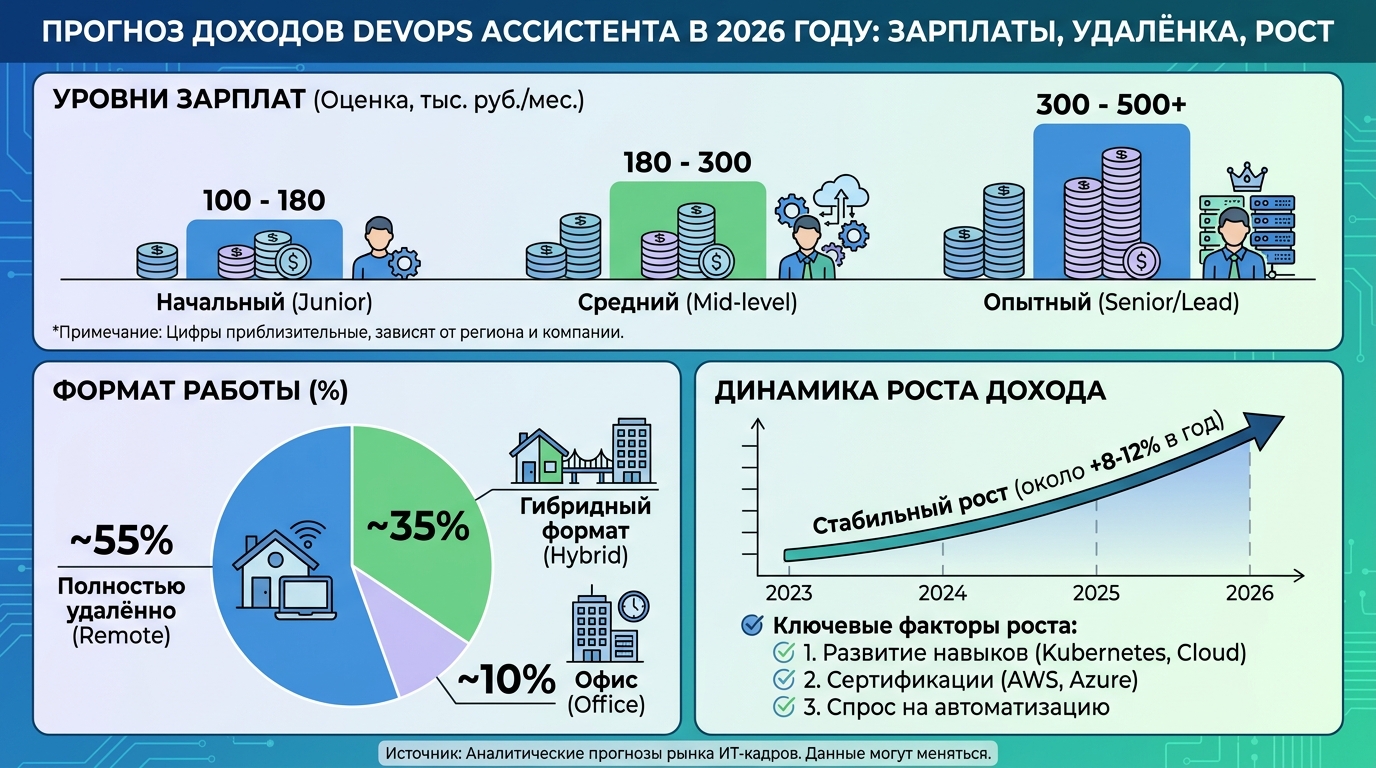 Сколько зарабатывает DevOps-ассистент в 2026 году