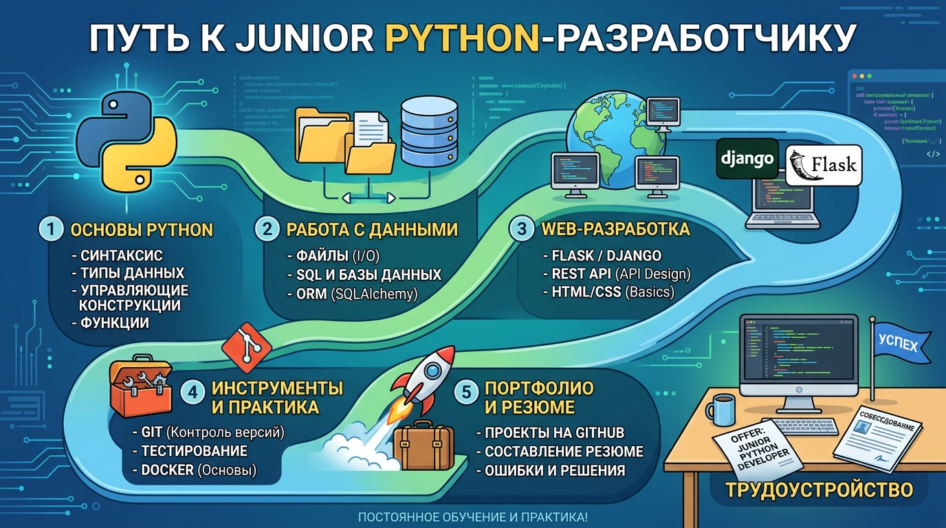 Как стать junior Python-разработчиком: профессия, требования и первые шаги