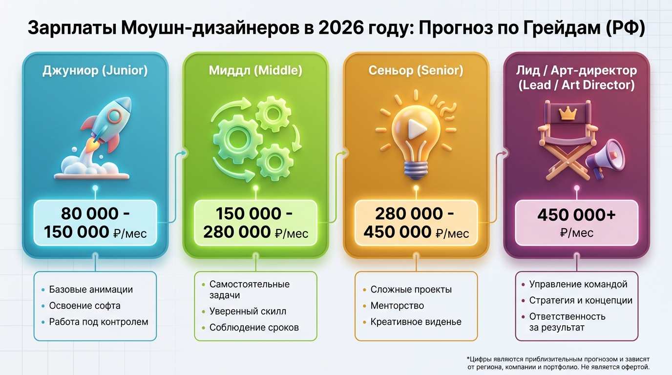 Сколько зарабатывает моушн-дизайнер в 2026 году