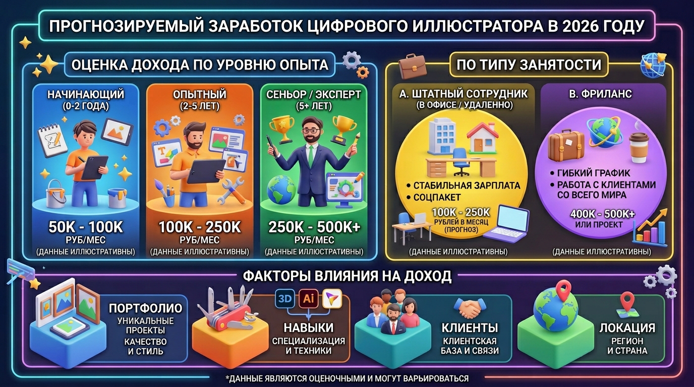 Сколько зарабатывает цифровой иллюстратор