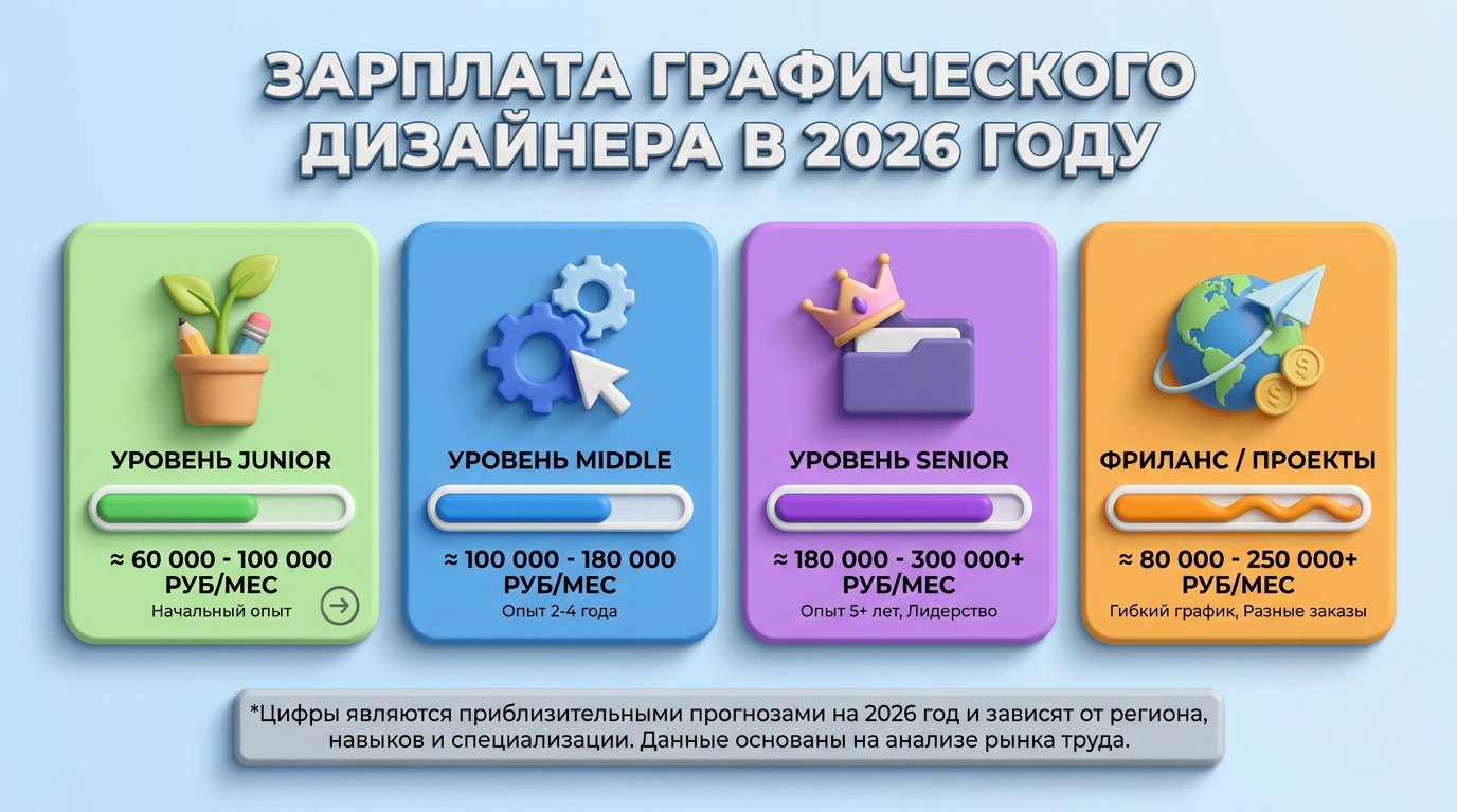 Сколько зарабатывает графический дизайнер в 2026 году