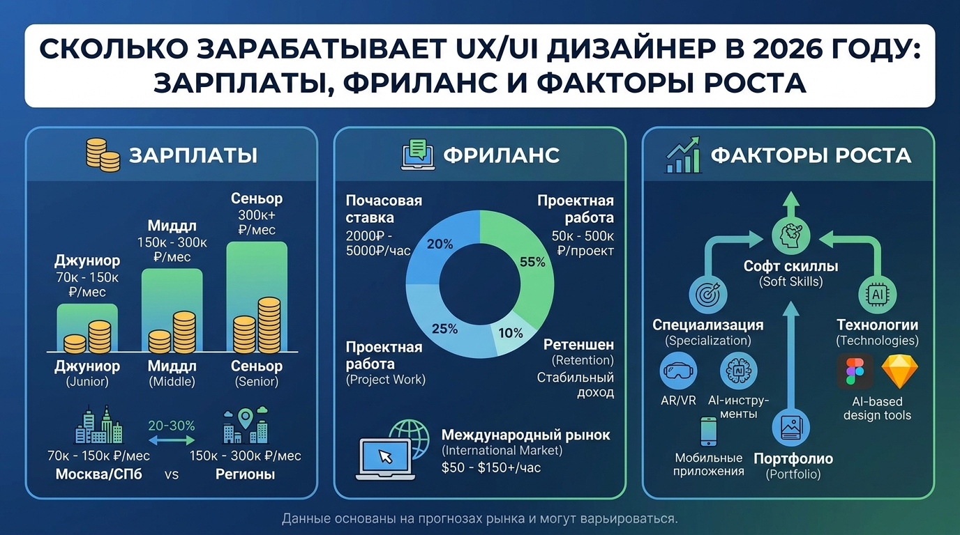 Сколько зарабатывает UX/UI дизайнер в 2026 году