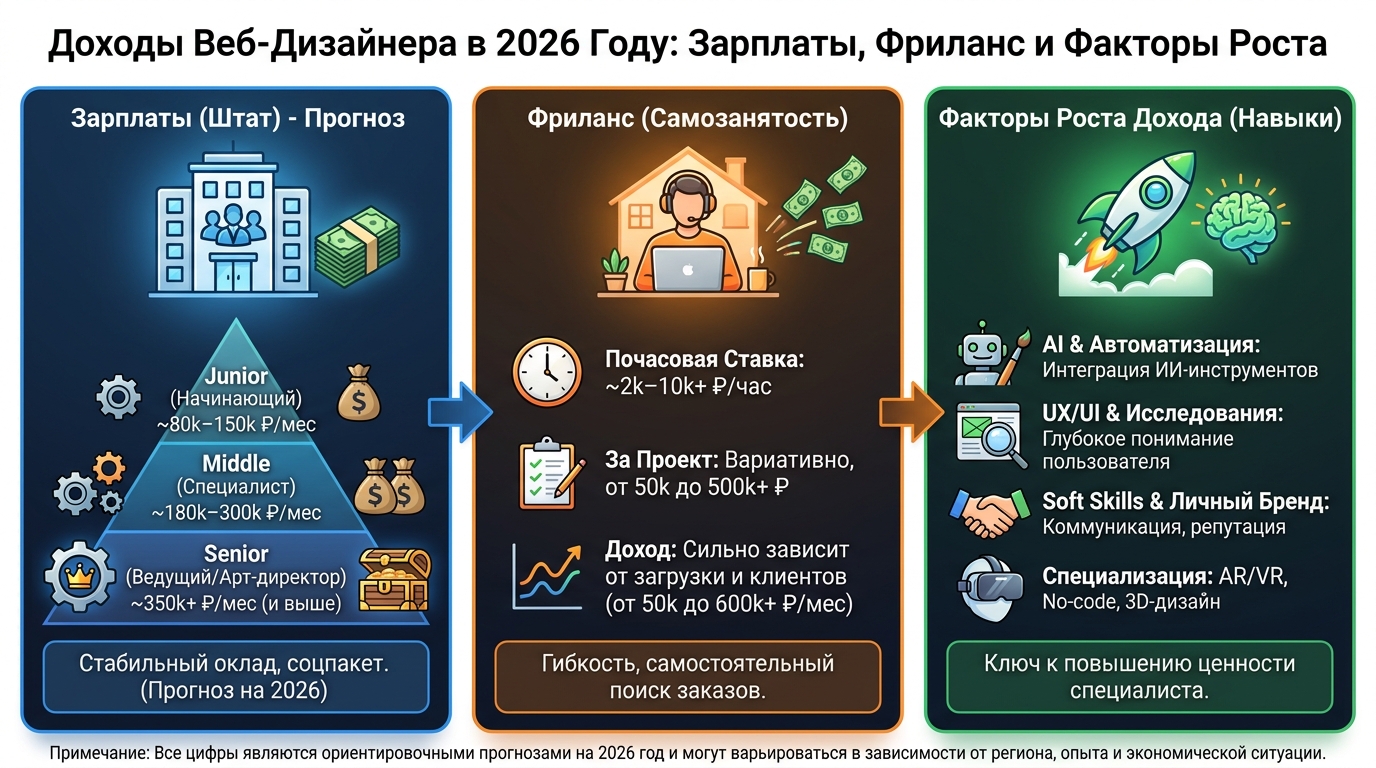 Сколько зарабатывает веб-дизайнер в 2026 году